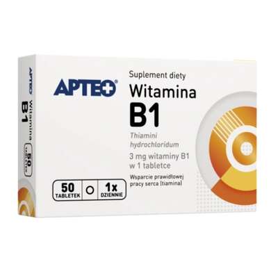 Apteo Witamina B1 3mg, 50 tabletek - Długi termin ważności!