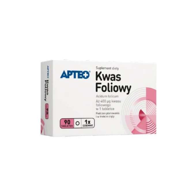 Apteo Kwas foliowy, 90 tabletek - Długi termin ważności!