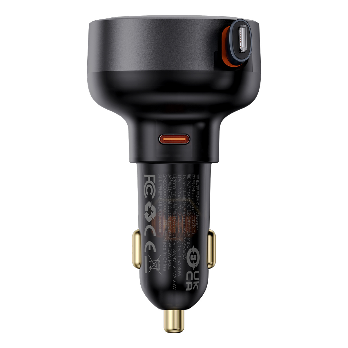 Baseus Enjoyment Retractable 2-in-1 Car Charger C+C 33W Black - Dual Type-C Fast Charging – STORE